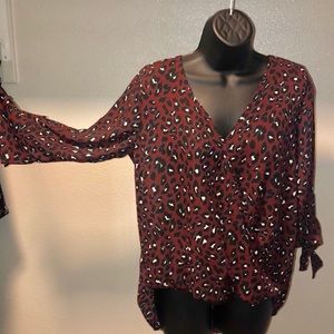 Leopard print burgundy blouse